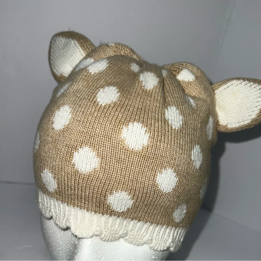 Tan and White Polka Dot Kids Beanie